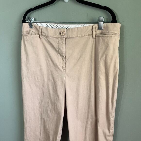 Talbots Women's Beige Perfect Crop Pants with Button Hem Detailing, Size 12 - Picture 3 of 9